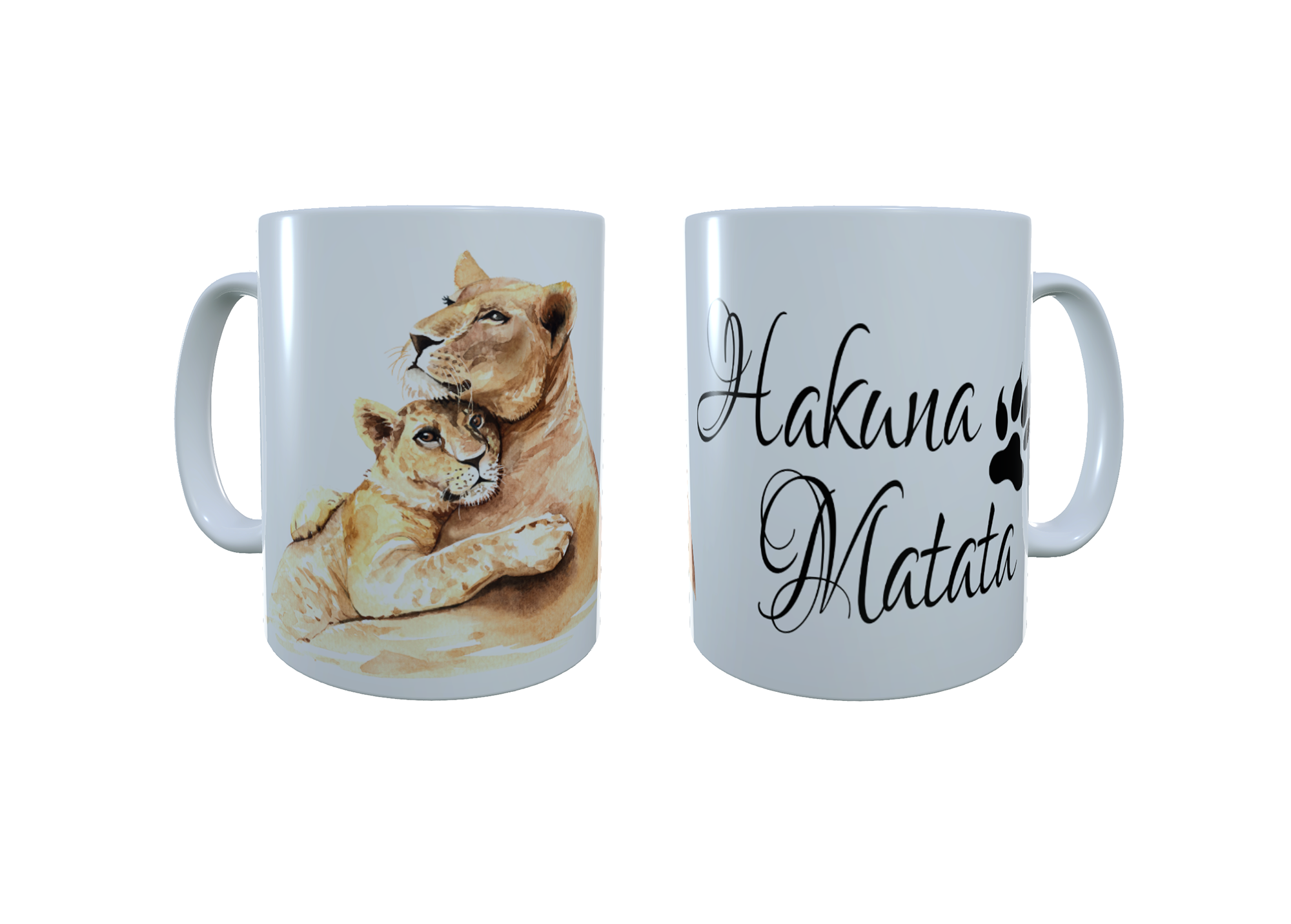 Lion Ceramic Mug, Baby Lion & Mum Mug, Lion Latte Mug